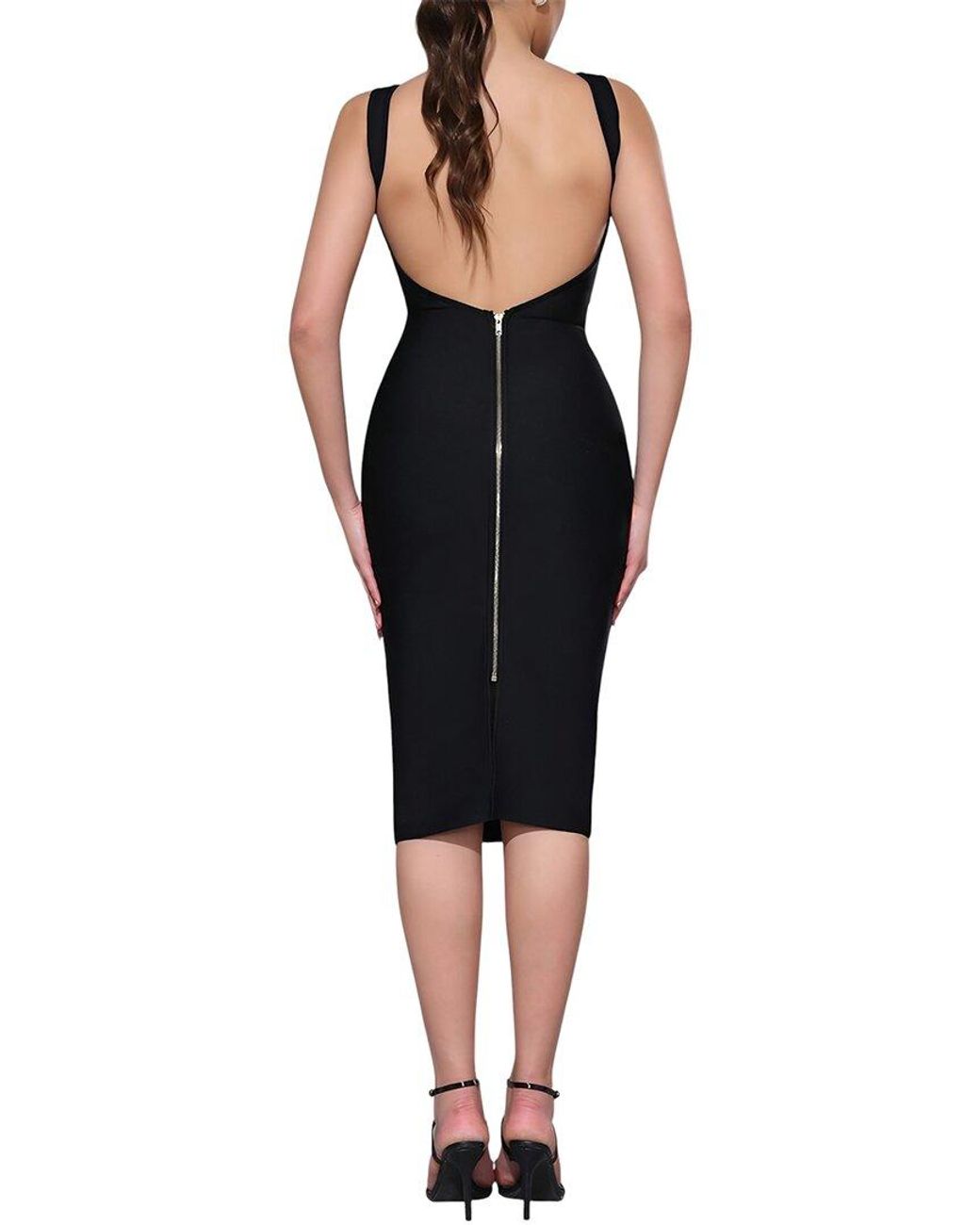 AMINA GLAM Black Midi Dress