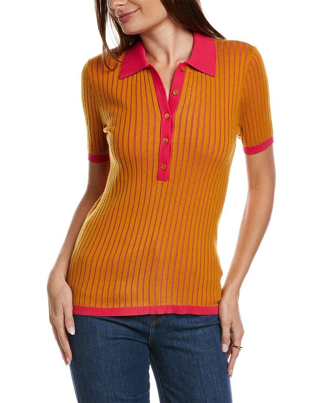 Burberry Cashmere Silk blend Polo Sweater in Orange Lyst Canada
