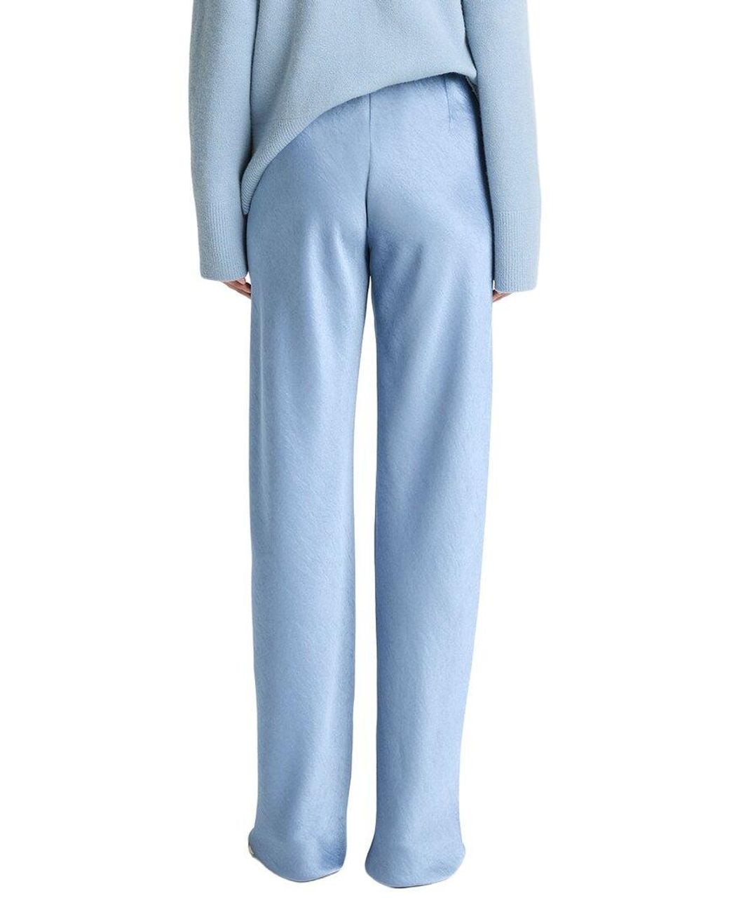 Vince Blue Colette High Waist Fluid Satin Bias Pant