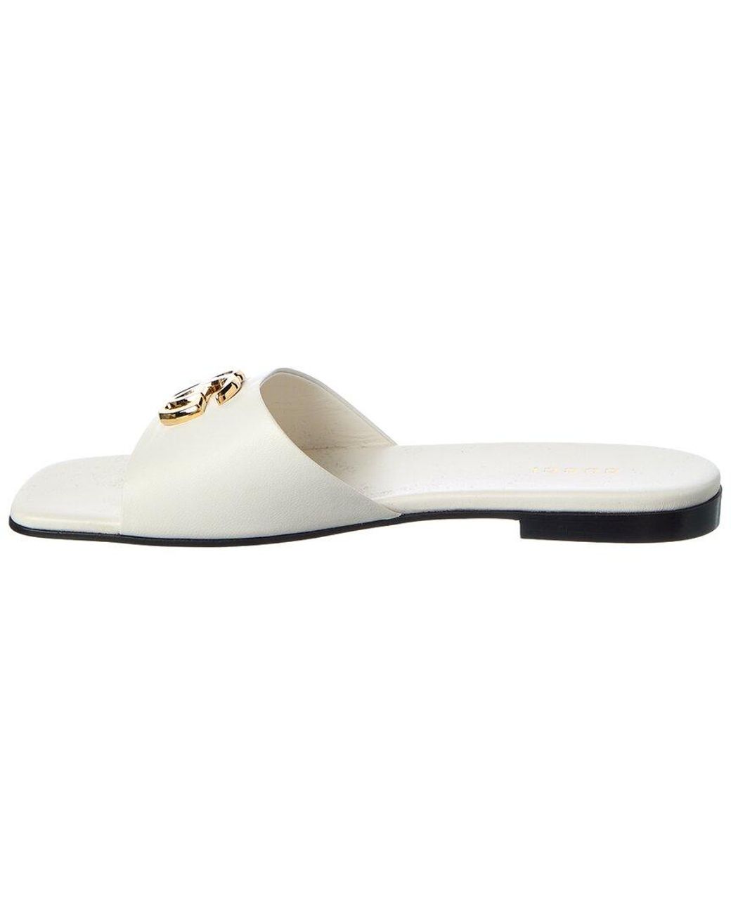Gucci White Double G Leather Sandal