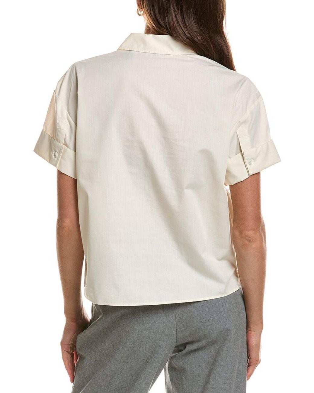 Theory Gray Cuffed Shirt