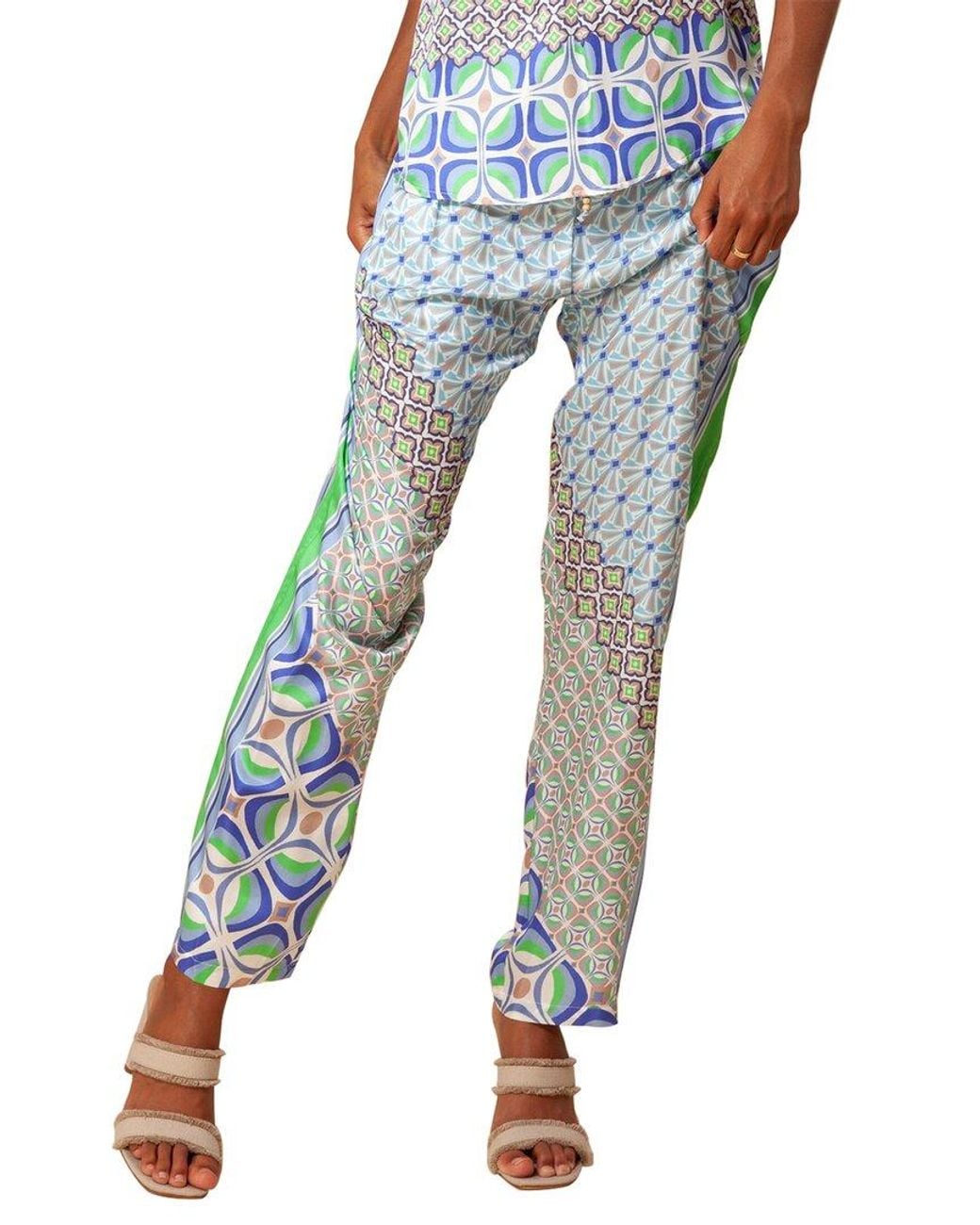 Hale Bob Blue Silk-blend Pant