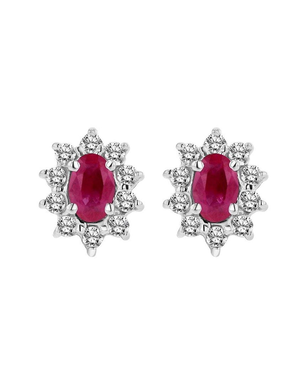Diana M Pink Fine Jewelry 14k 0.70 Ct. Tw. Diamond & Ruby Earrings
