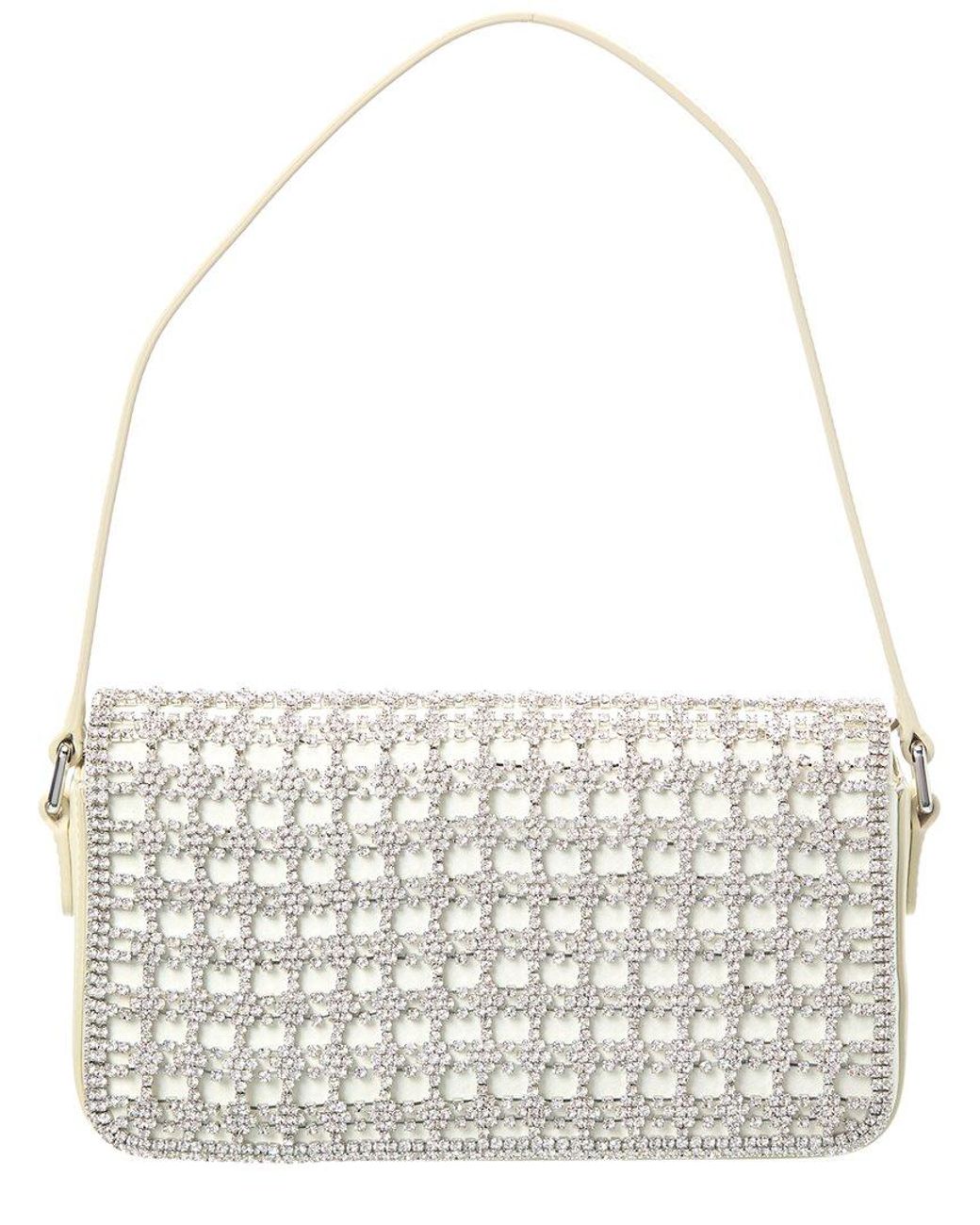 Self-Portrait White Self-Portrait Crystal Leather Baguette Bag