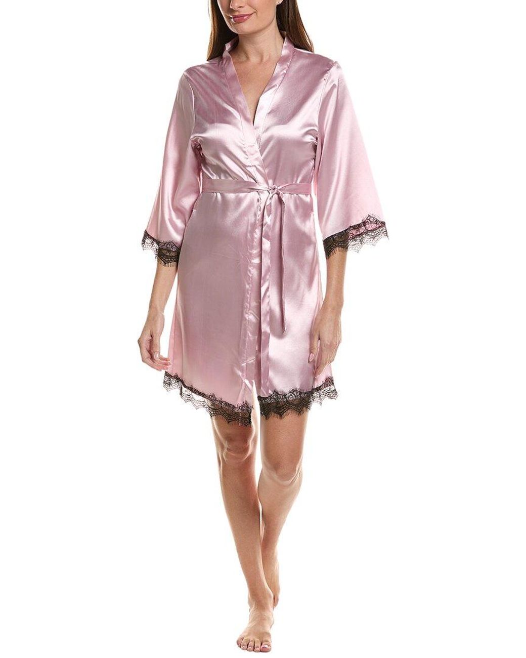 Sugar Pink Satin Lace Trim Robe
