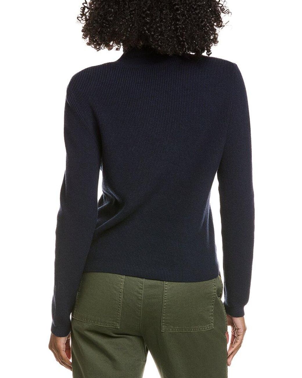 Hannah Rose Blue Shaker Turtleneck Cashmere-Blend Sweater