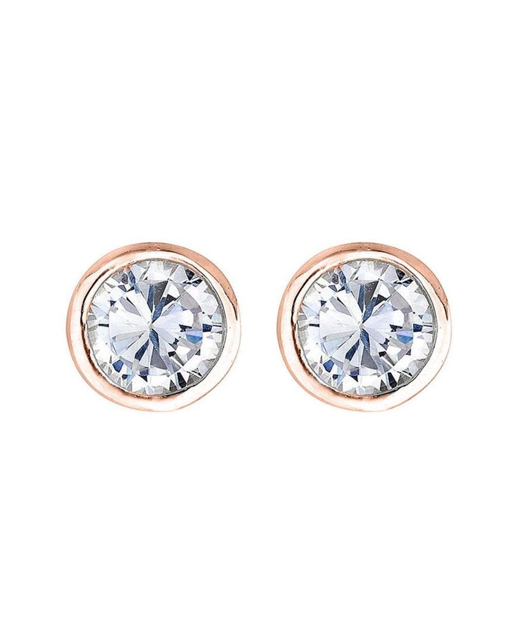 Rachel Glauber White 14k Rose Gold Vermeil Cz Studs