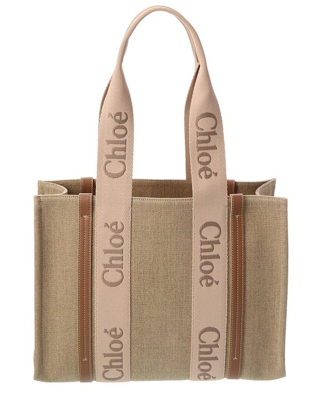 Chloé Natural Woody Medium Canvas Tote