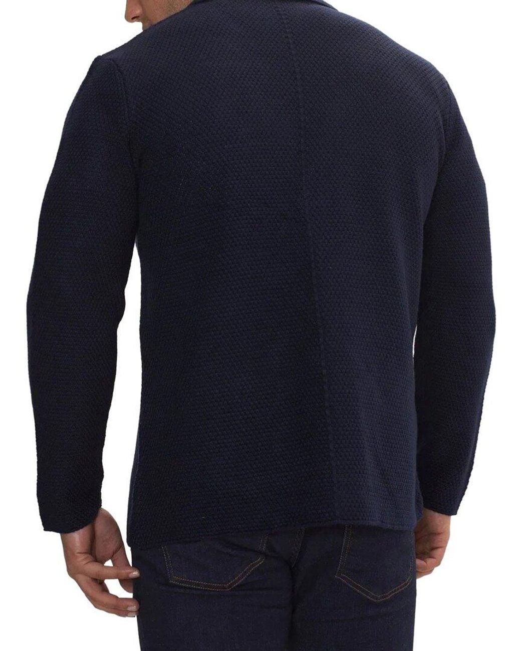 Ron Tomson Blue Lightweight Waffle Knit Wool-Blend Cardigan for men