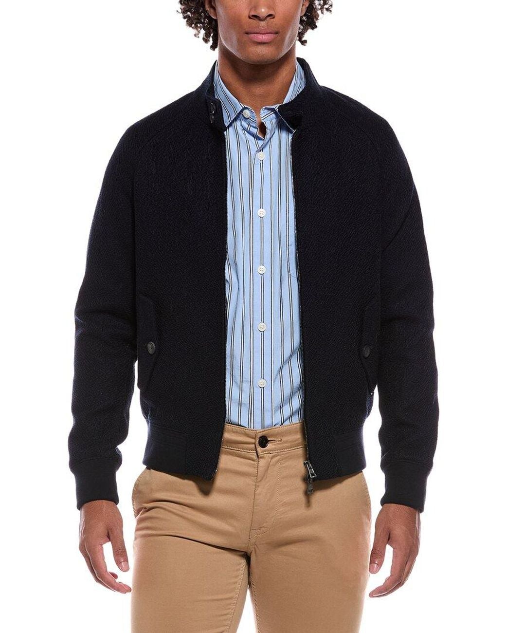 Slowear Blue Incotex Bomber Knit Jacket for men