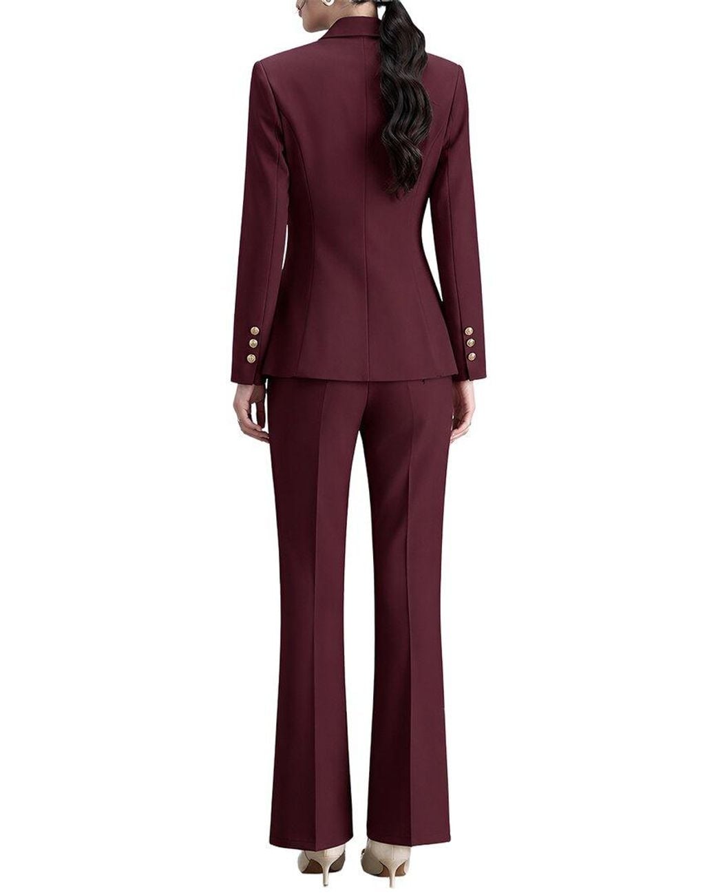 Adelin May Red 2Pc Jacket & Pant Set