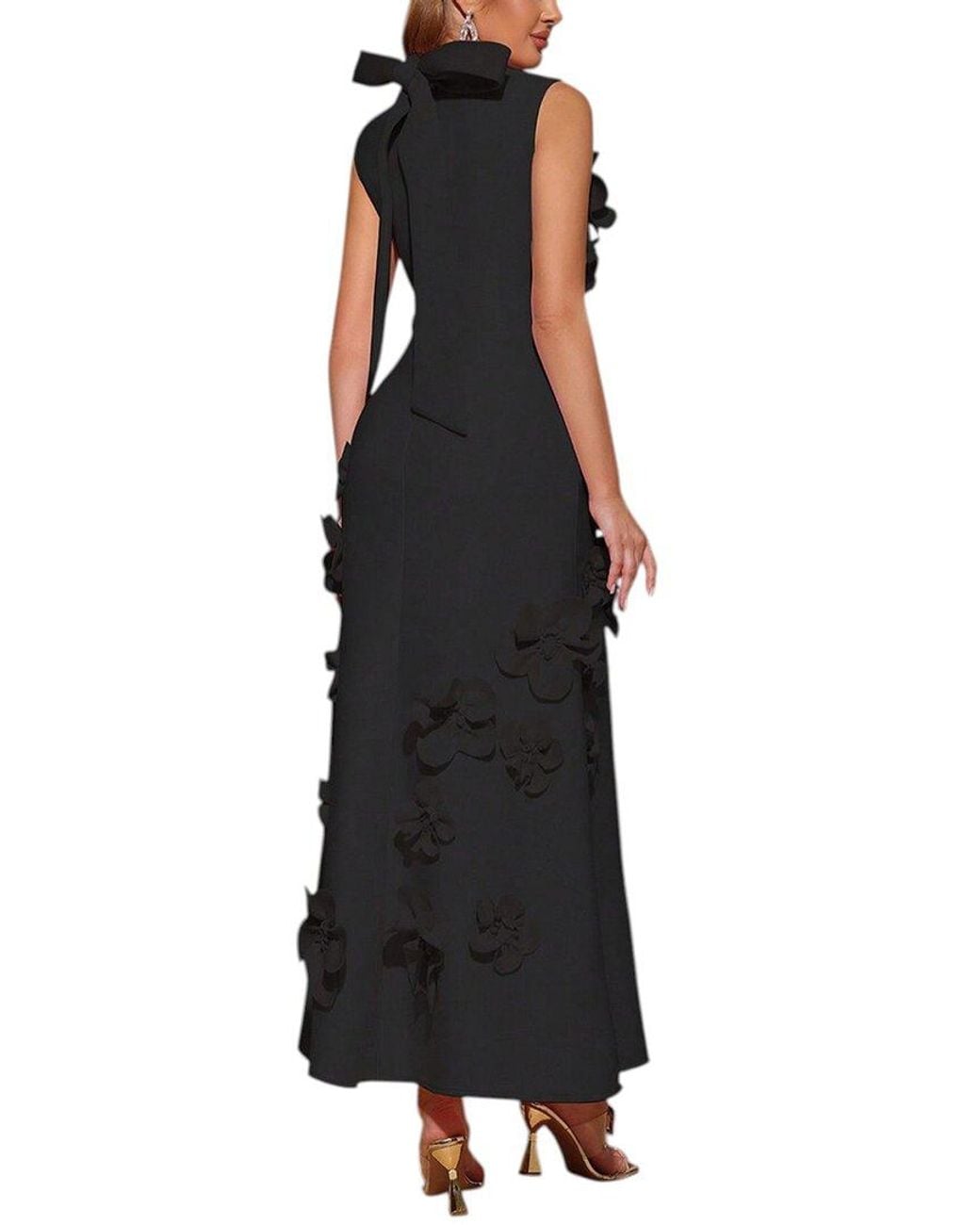 knee length dresses for ladies Monika Dimova Amina Sparkling Dress in Black