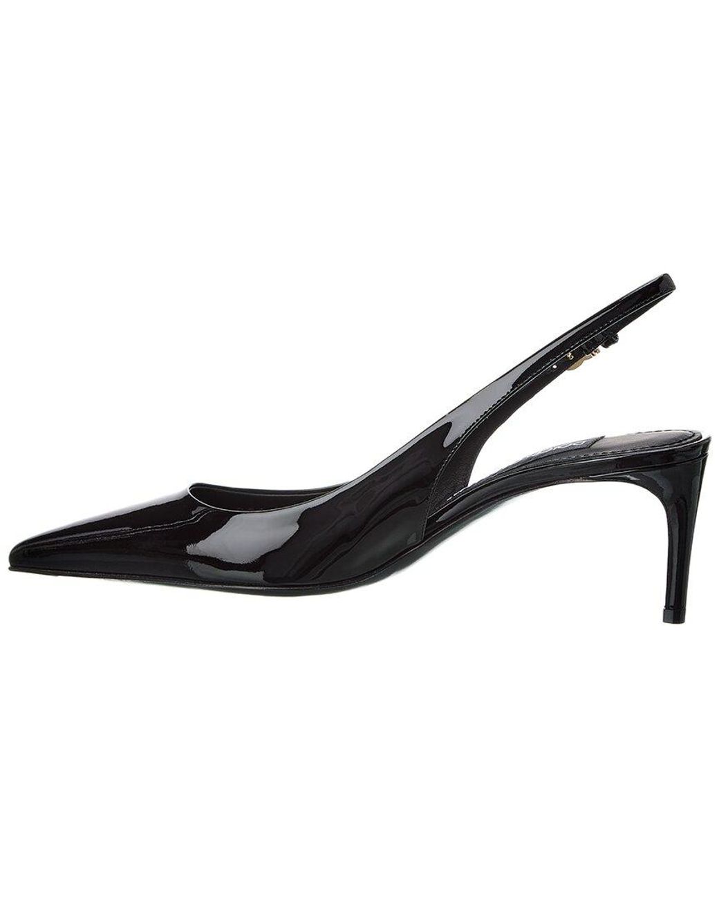 Dolce & Gabbana Black Dg Logo Leather Slingback Pump