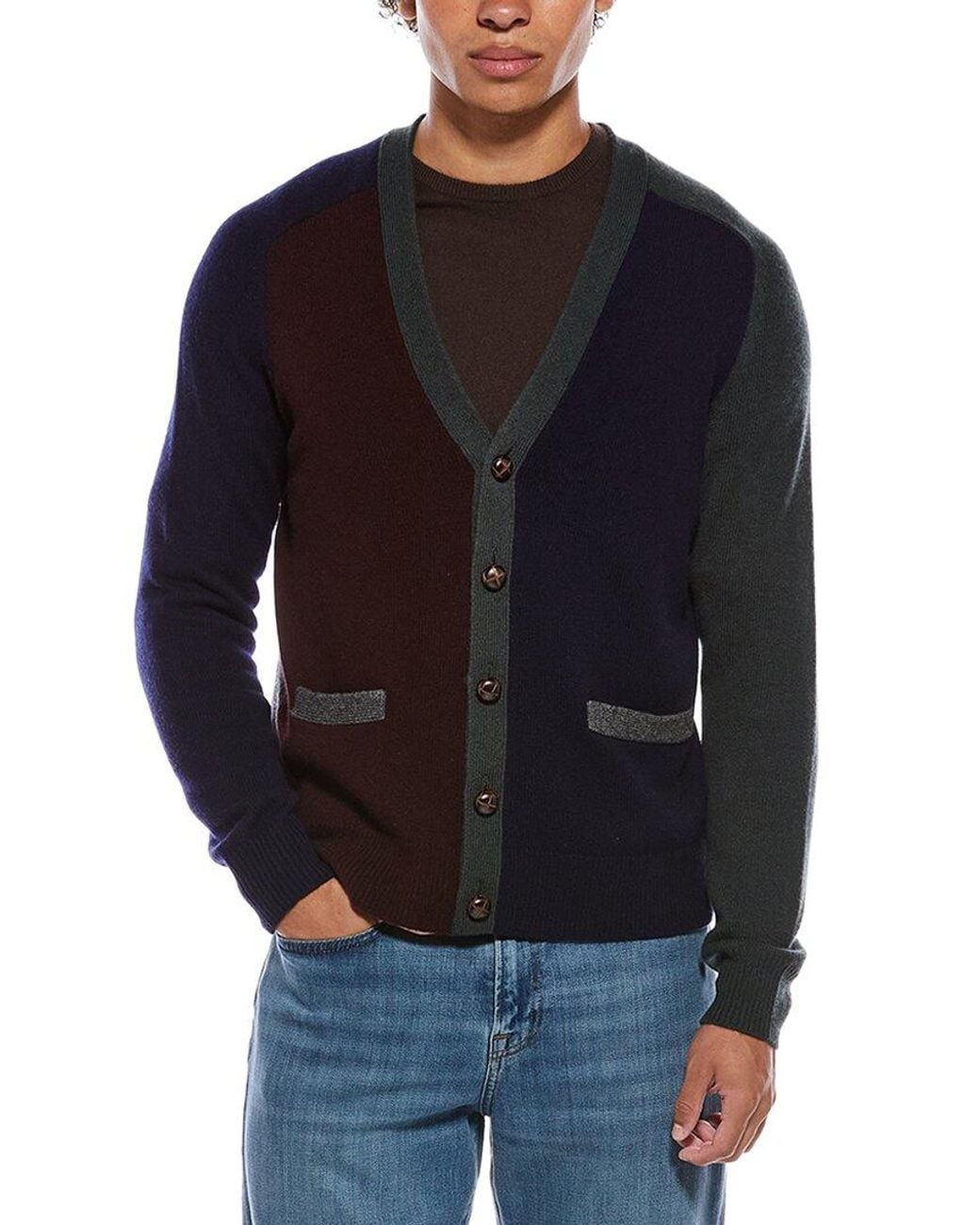 J.McLaughlin Blue Pennant Cardigan Sweater for men