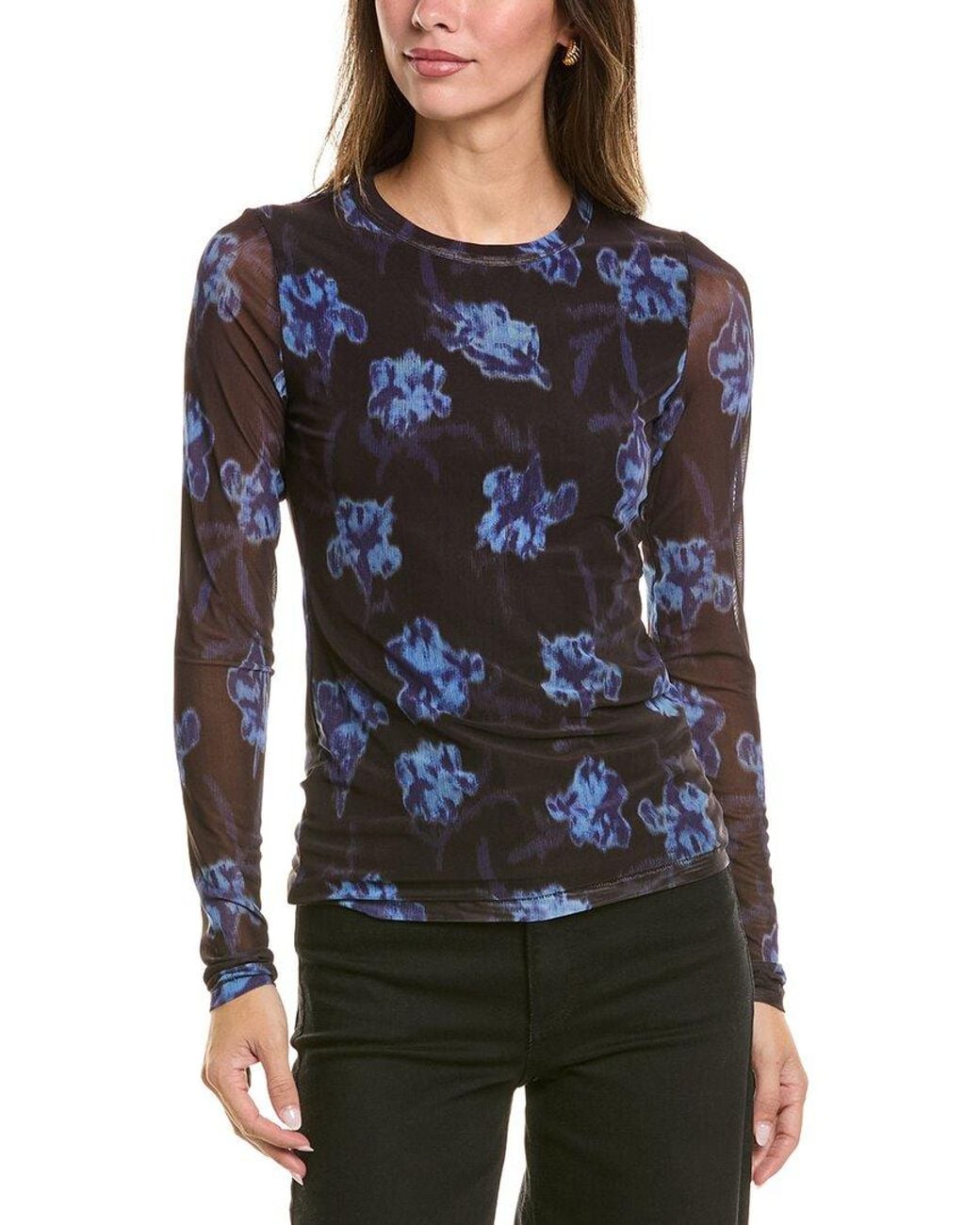 Rag & Bone Blue Yana Printed Mesh T-Shirt