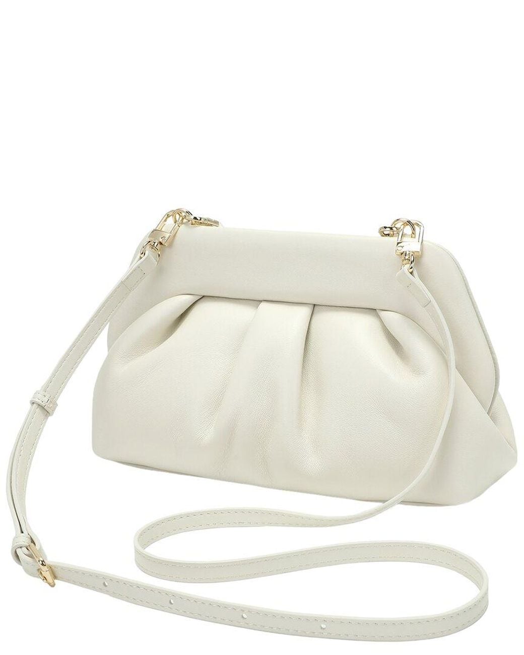 Tiffany & Fred Paris Natural Soft Frame Leather Crossbody Clutch