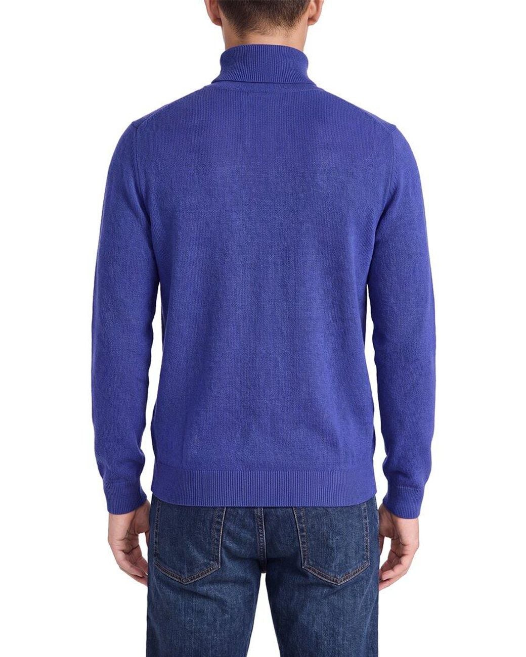 N.Peal Cashmere Blue Trafalgar Cashmere Roll Neck Sweater for men
