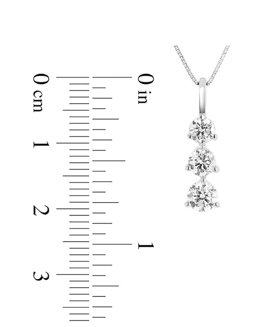 LEVARON Metallic 14K 1.00 Ct. Tw. Diamond Three Stone Pendant