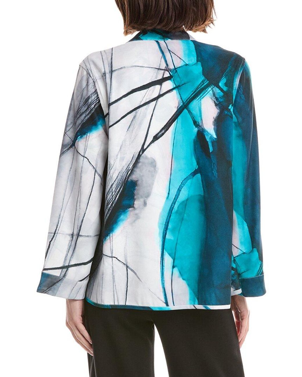 Lemon Grass Blue Reversible Buttoned Cape Jacket