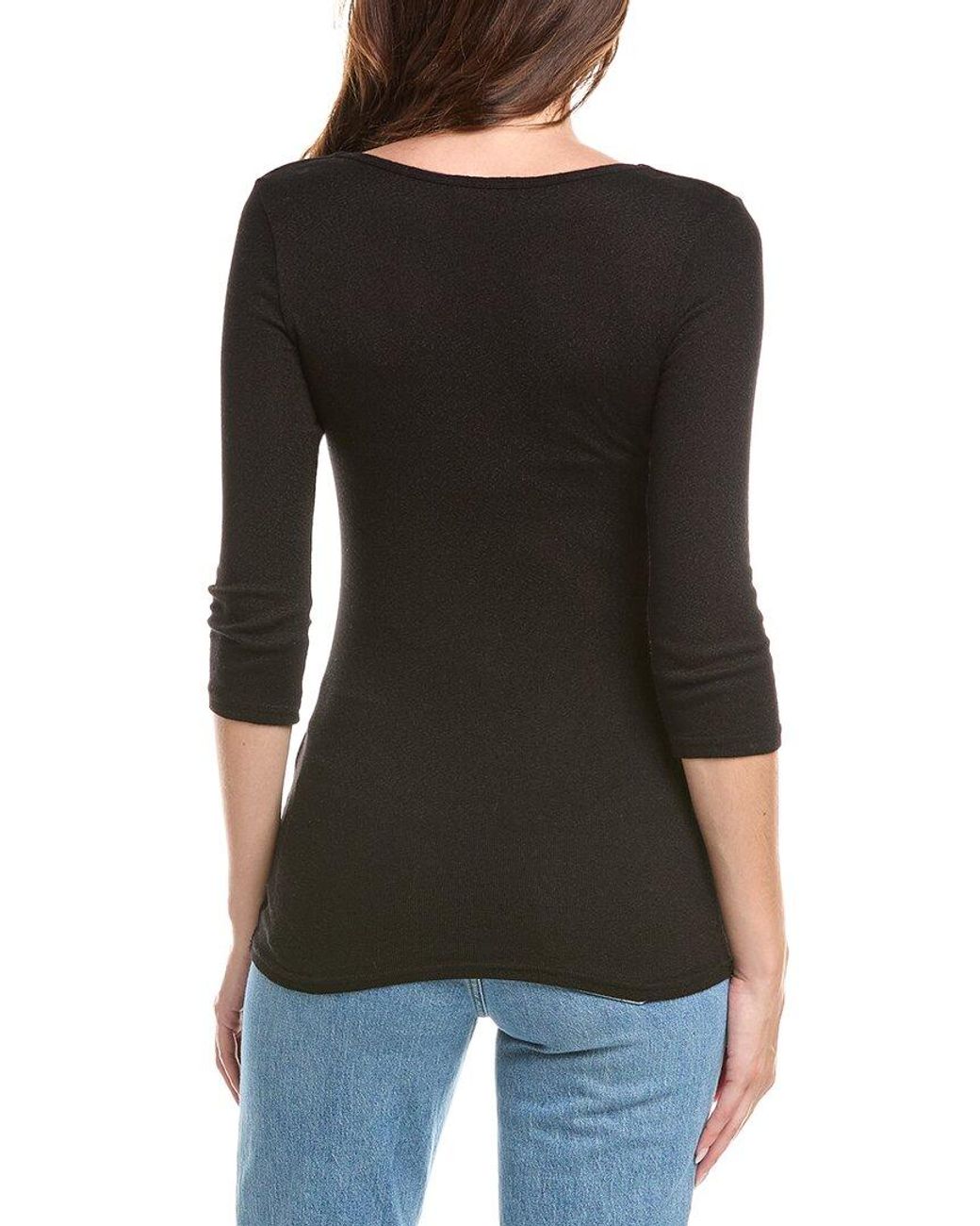 Michael Stars Black Doubled Front V-Neck T-Shirt