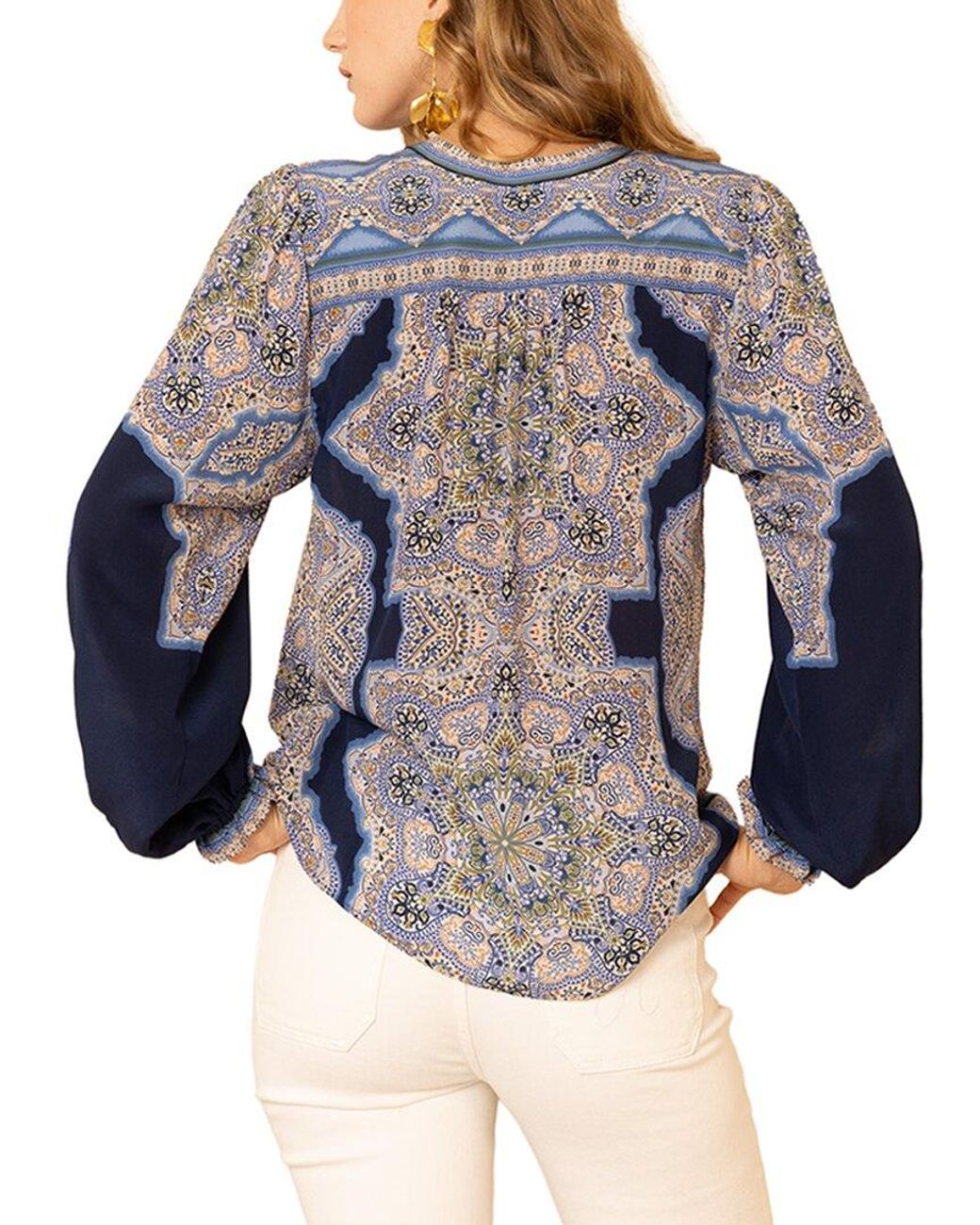 Hale Bob Blue Layne Silk Top