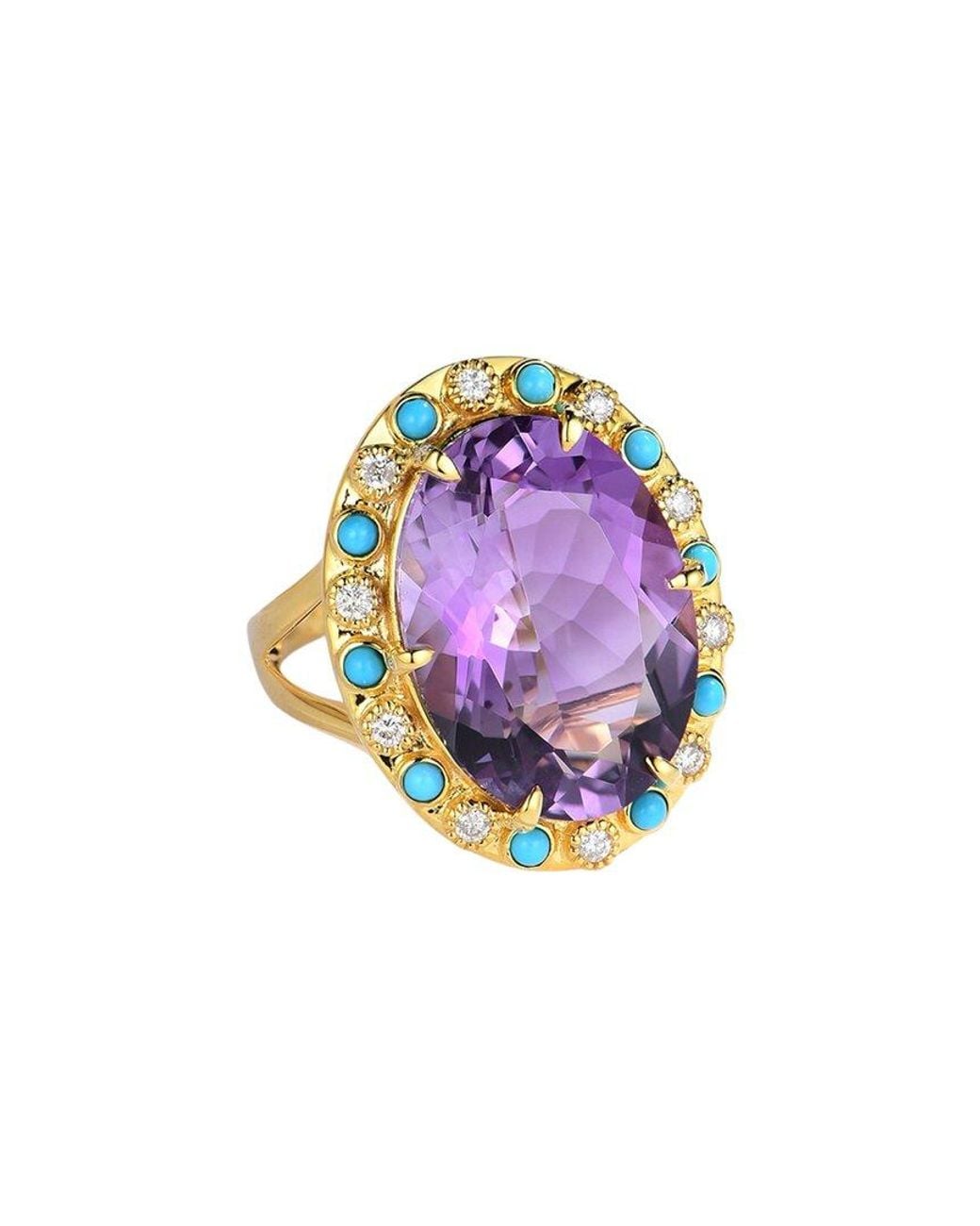 Nina Zhou Jewelry Purple 14K 10.42 Ct. Tw. Diamond & Gemstone Cocktail Ring