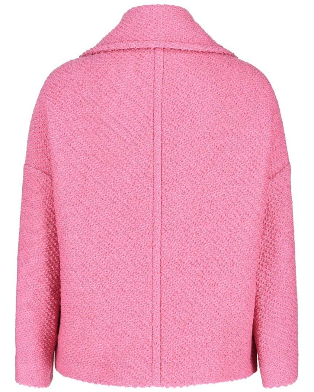 Valentino Pink Bouclé Crochet Double-Breasted Caban Jacket