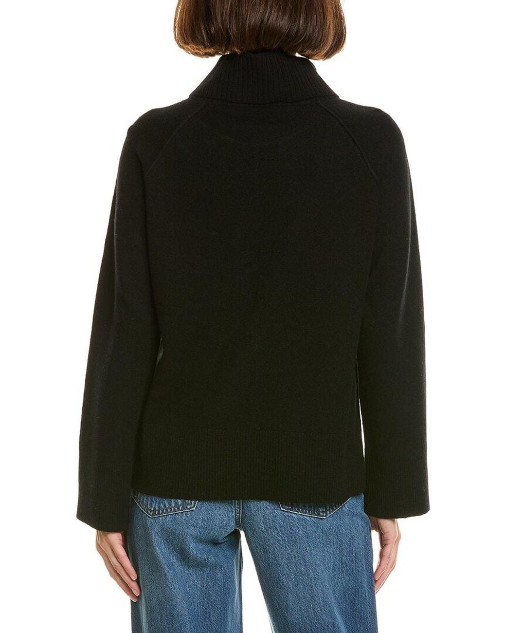 InCashmere Black Wide Sleeve Cowl Neck Wool & Cashmere-Blend Sweater