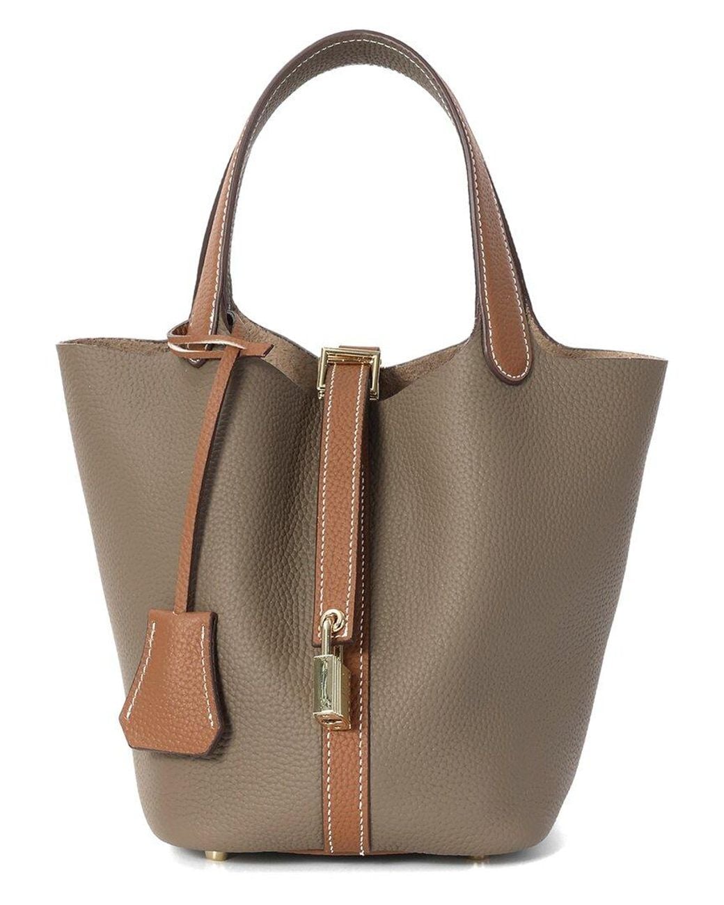 Tiffany & Fred Paris Brown Full-Grain Leather Top-Handle Bag