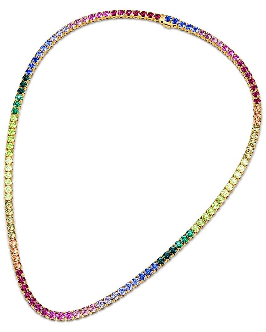 Lab Grown Diamonds Metallic 30.00 Ct. Tw. Lab-Grown Diamond & Lab-Grown Sapphire Tennis Necklace