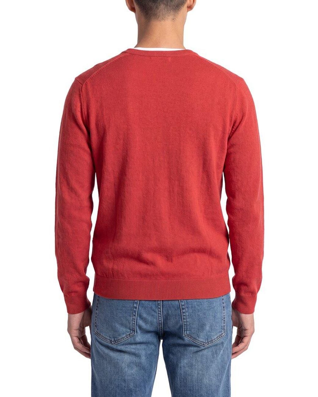 N.Peal Cashmere Red Burlington Cashmere V-Neck Sweater for men