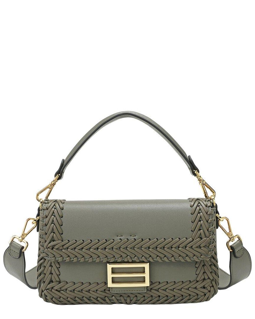 Tiffany & Fred Paris Metallic Italian Leather Hand-Woven Shoulder Bag