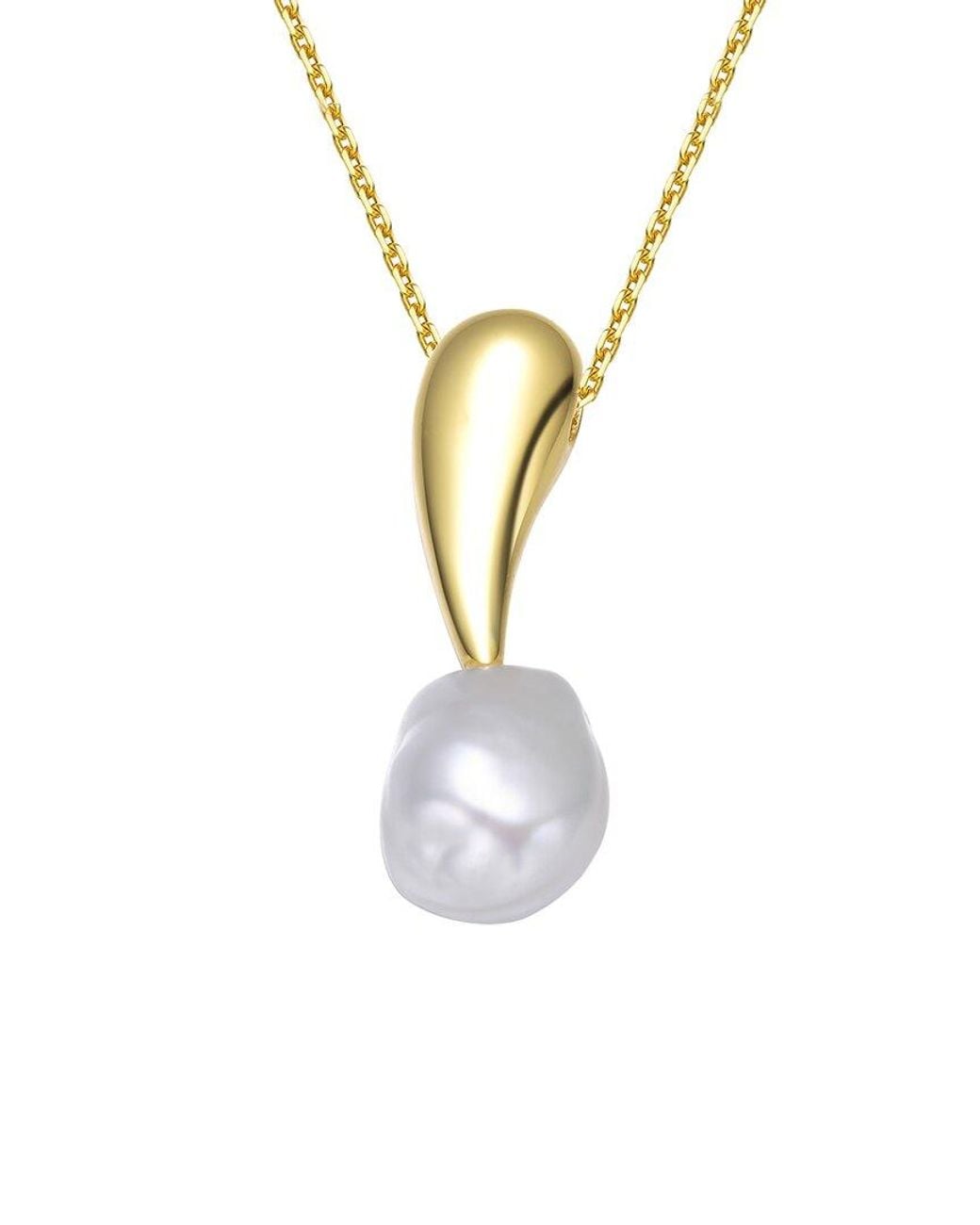 Rachel Glauber Metallic 14k Over Silver Pearl Pendant Necklace