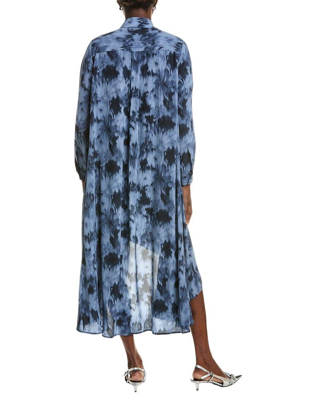 Michael Kors Blue Michael Kors Floral Chiné Silk Crepe De Chine Draped Caftan