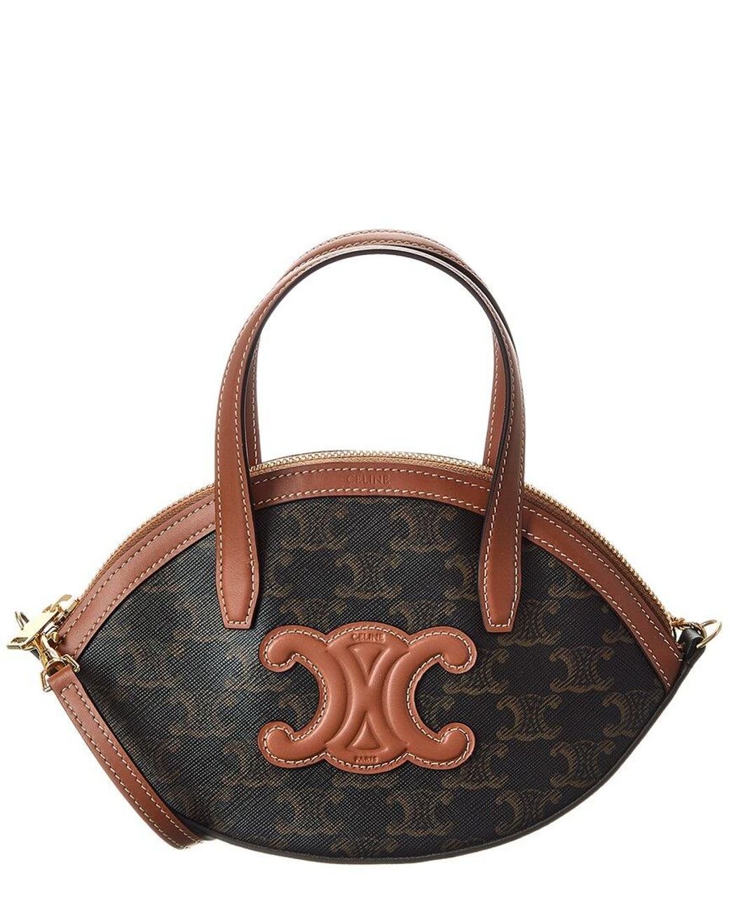 ハンドバッグ TRIOMPHE OVAL BOX IN TRIOMPHE CANVAS AND CALFSKIN CELINE BOX TRIOMPHE CANVAS AND CALFSKIN -
