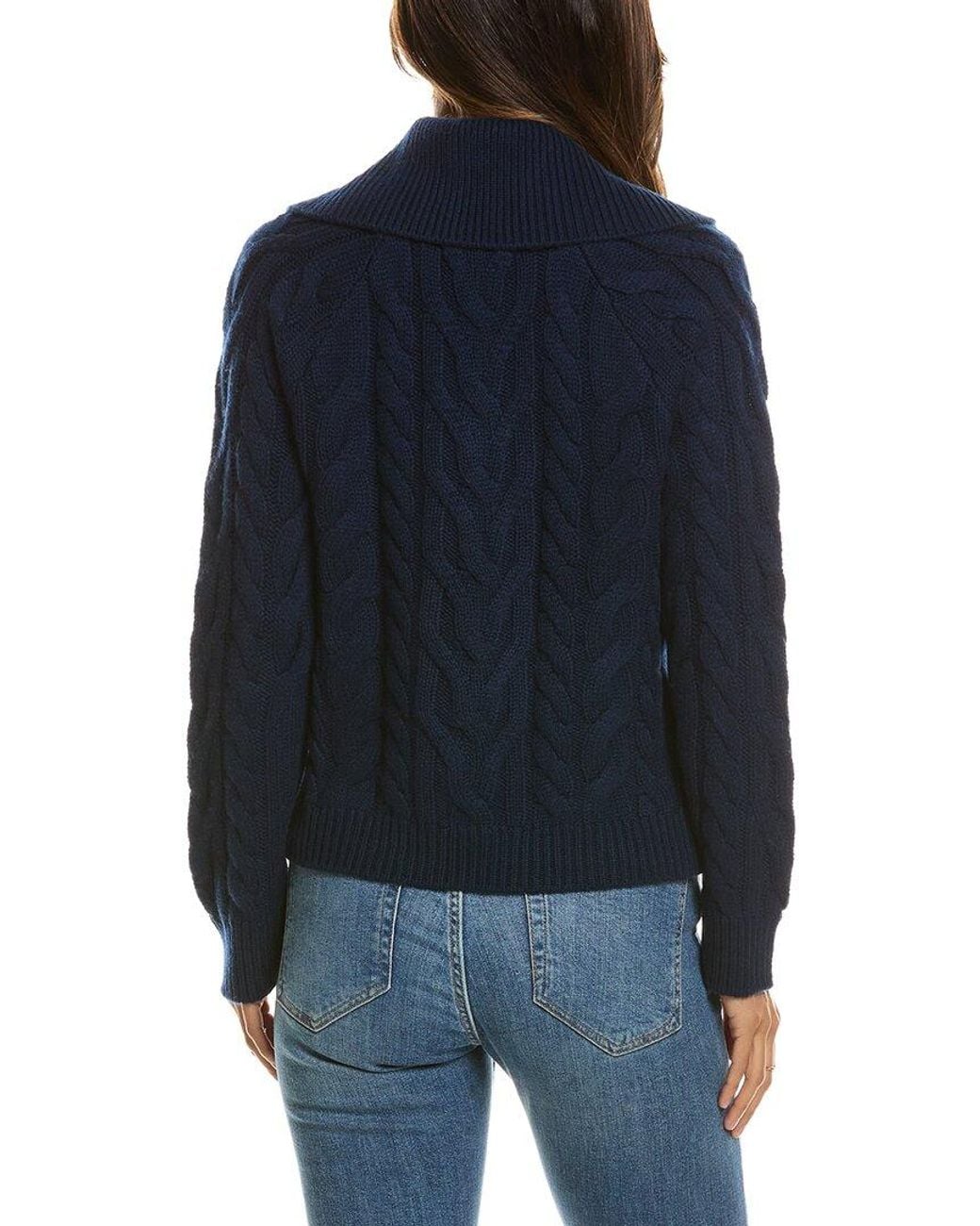 Forte Blue Luxe Cable Wool & Cashmere-Blend Cardigan