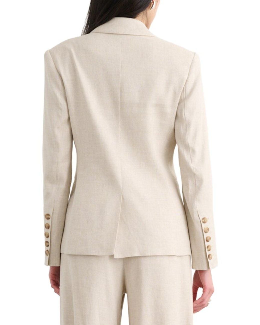 Toccin Natural Jazmin Double Breasted Linen-Blend Blazer