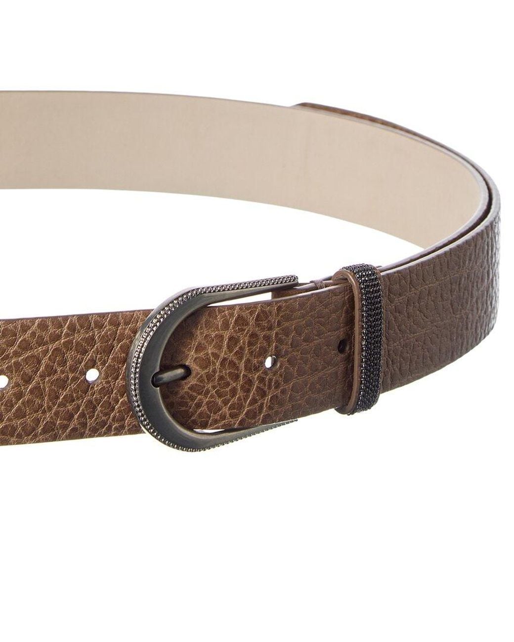 Brunello Cucinelli White Embossed Leather Belt