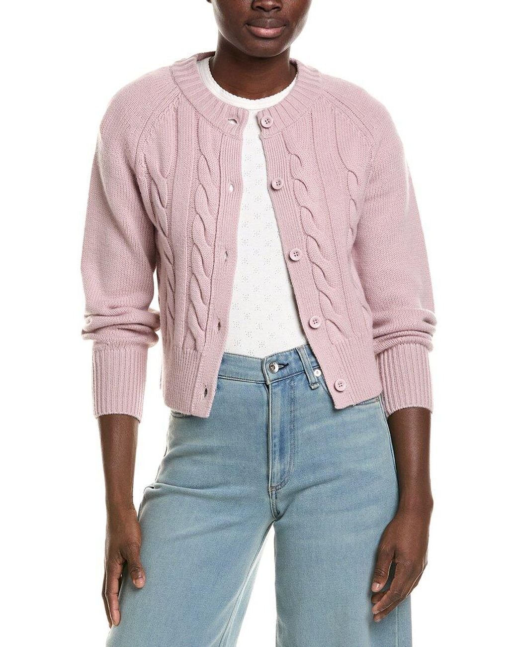 Neiman Marcus Red Crop Wool & Cashmere-Blend Cardigan