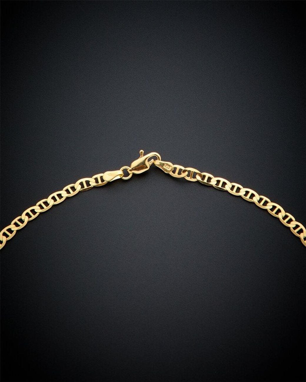 Italian Gold Black 14k Mariner Link Necklace