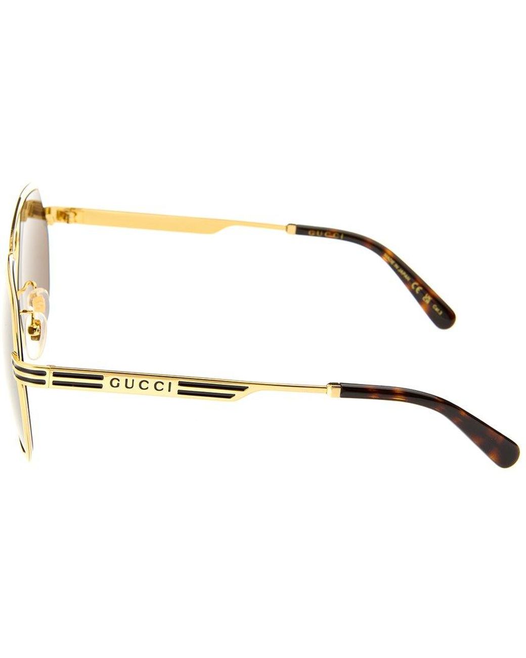 Gucci Men's 60mm Navigator Sunglasses Gold