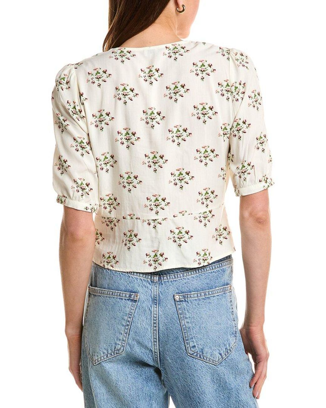 Kule White Button Cropped Blouse