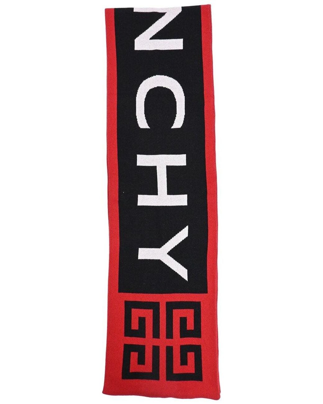 Givenchy Red Logo-Print Scarf (Authentic Pre-Loved)