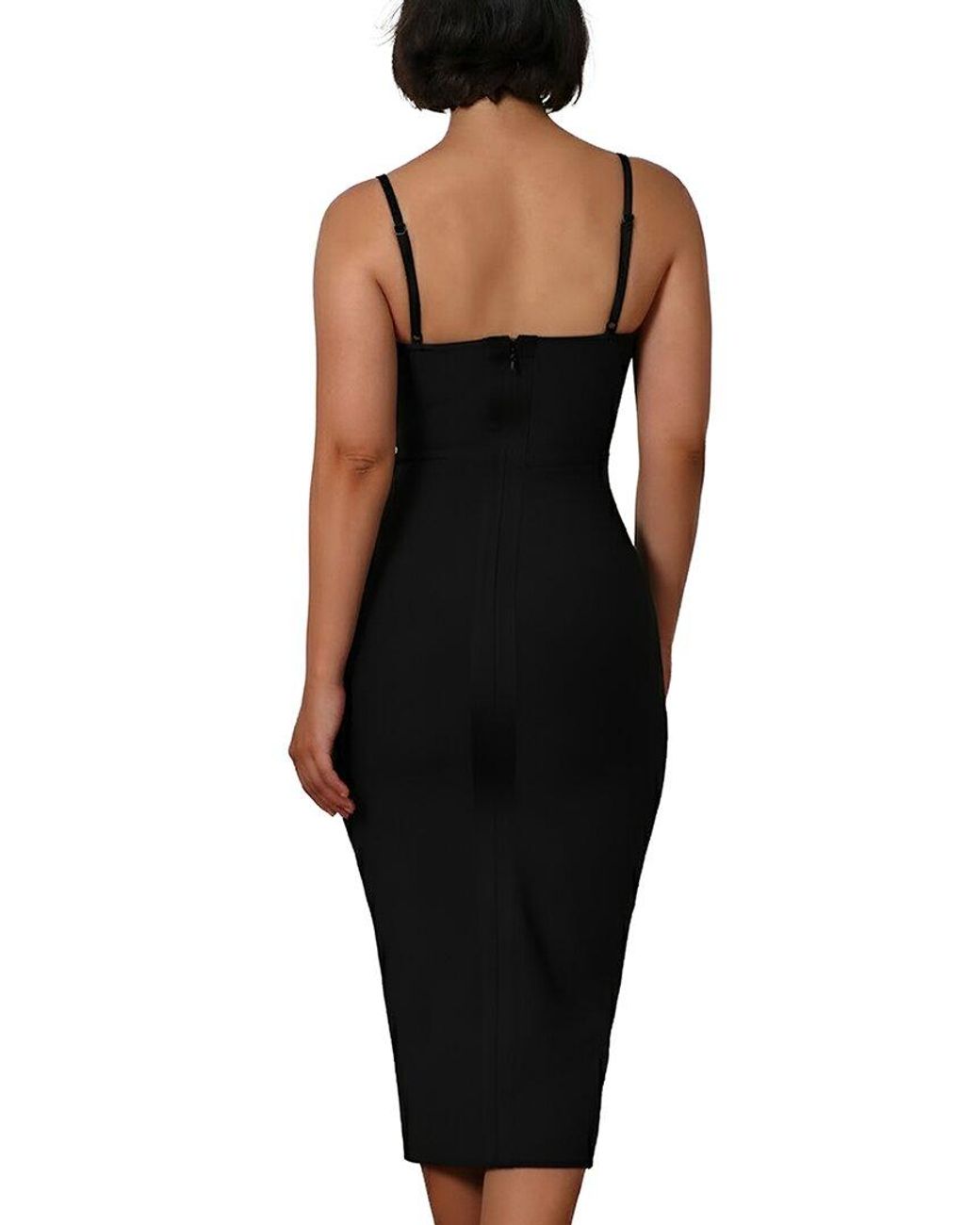 CAMILA BLANCO Black Solid Midi Dress