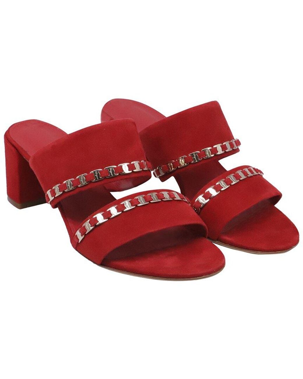 Ferragamo Red Suede Trabia Block-Heel Mule (Authentic Pre-Loved)