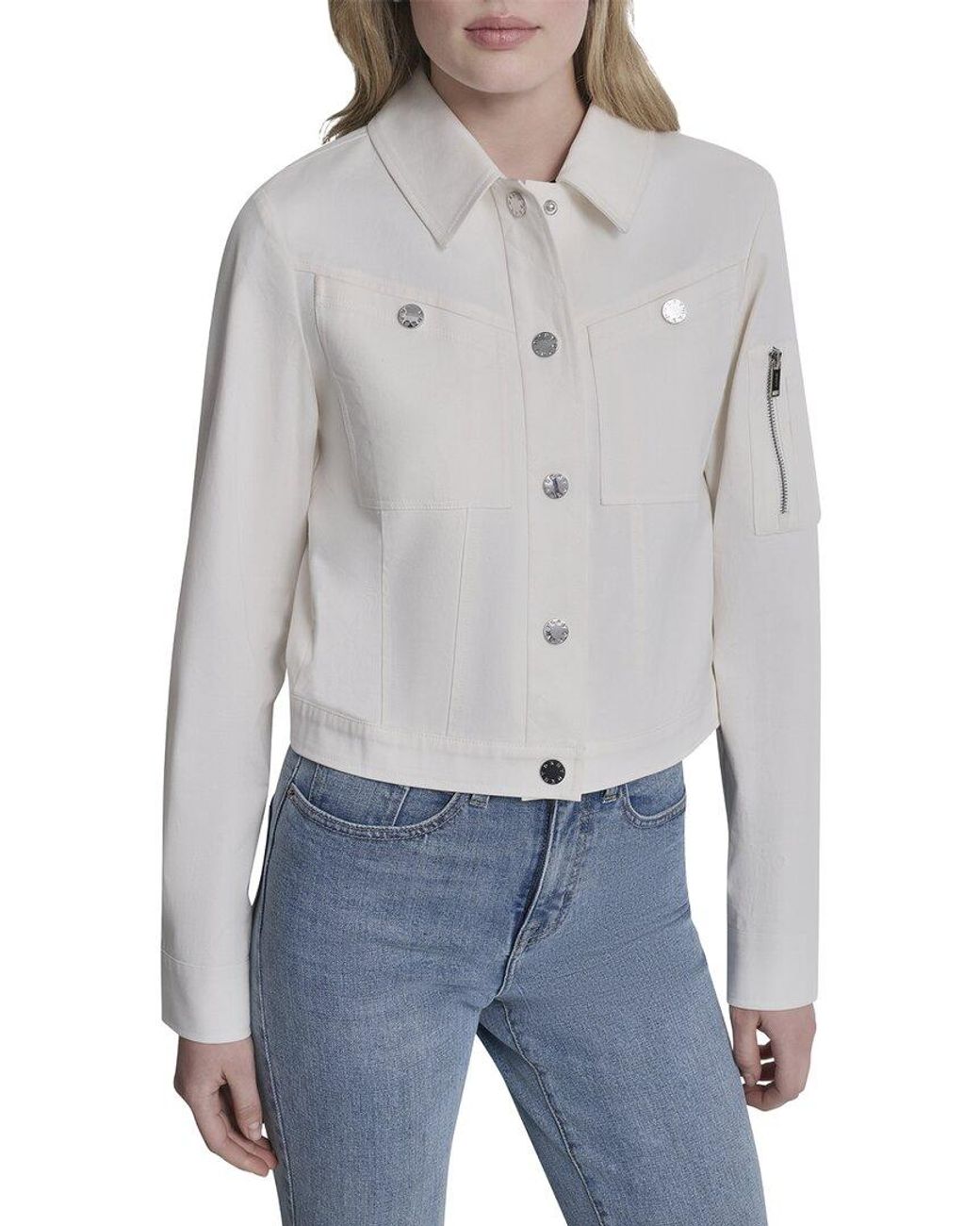 DKNY Gray Twill Trucker Jacket