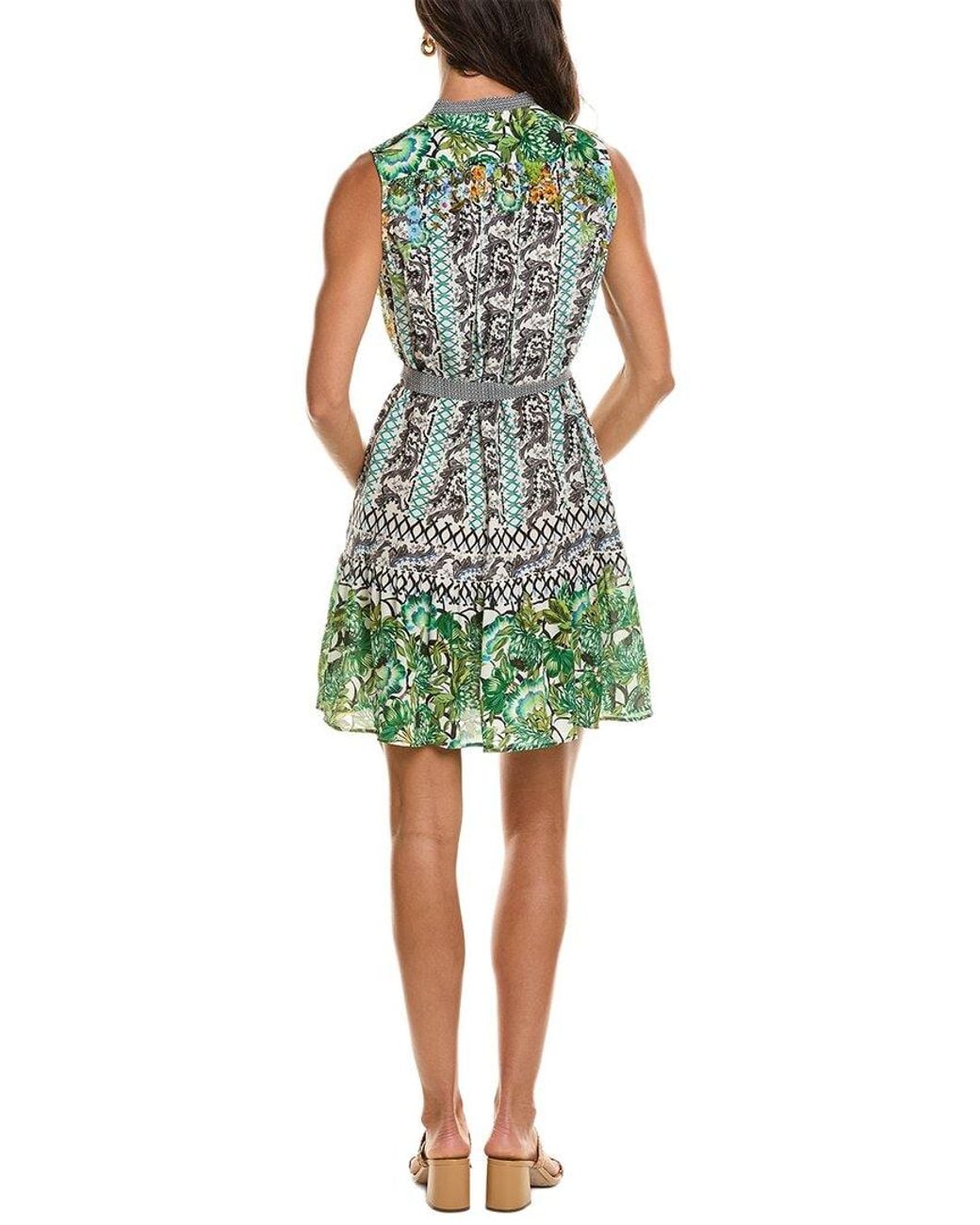 Saloni Green Tilly Silk Crepe De Chine Mini Dress