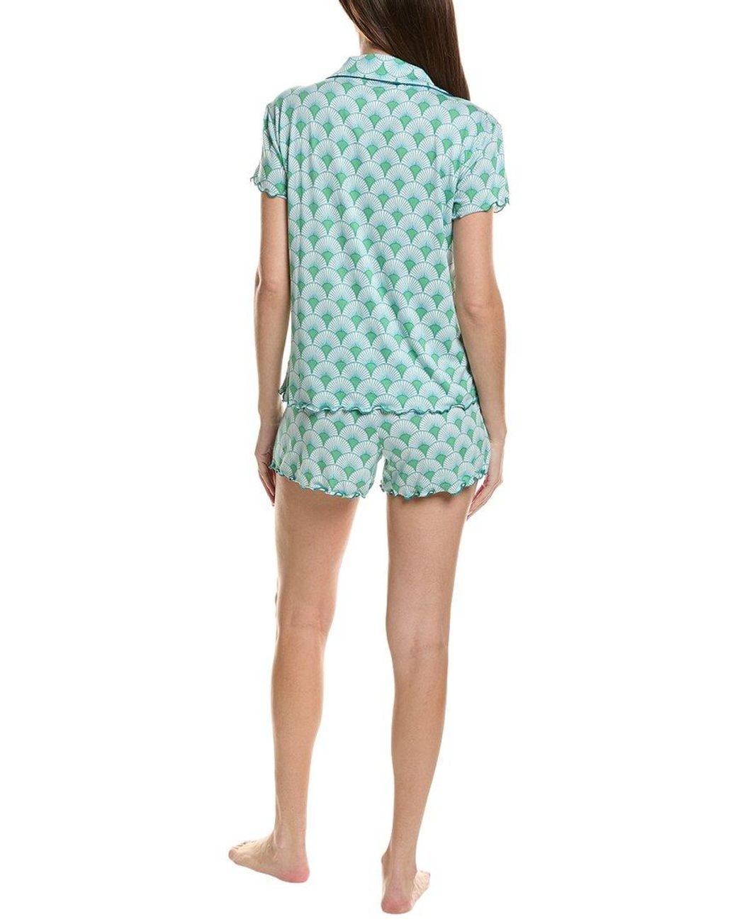 THREAD & STITCH Blue 2pc Notch Collar Top & Short Pj Set