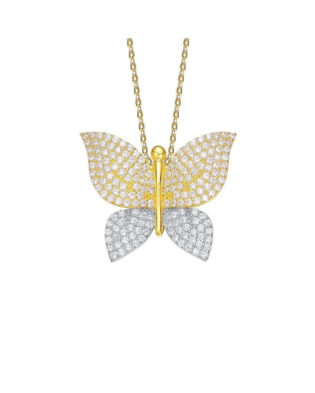 Rachel Glauber Metallic 14k Plated Cz Pendant