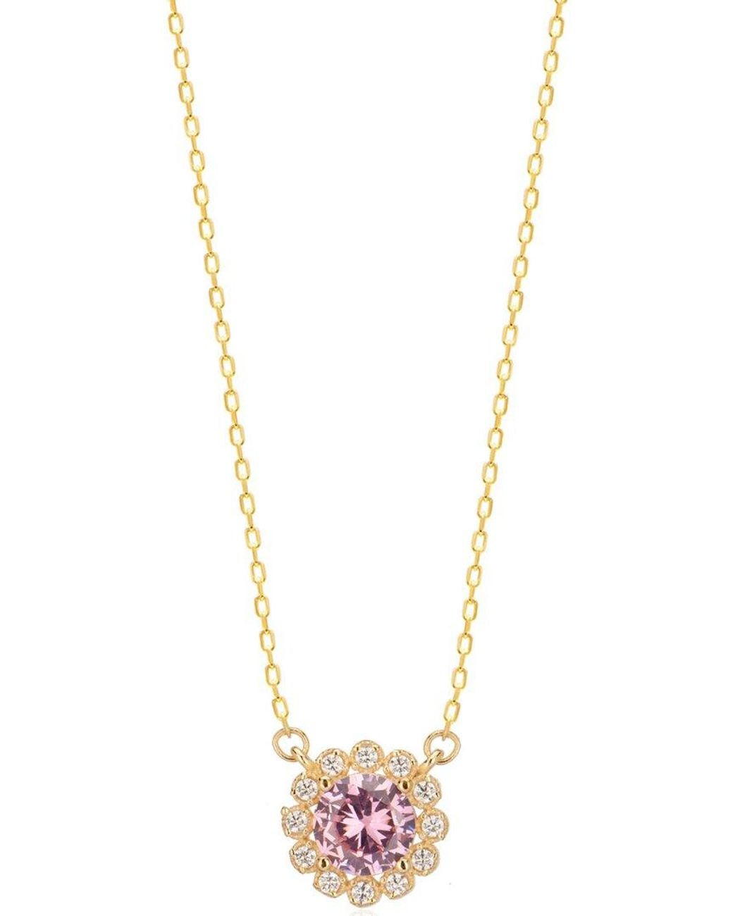 Gabi Rielle Metallic Modern Touch Collection 14k Over Silver Cz Necklace